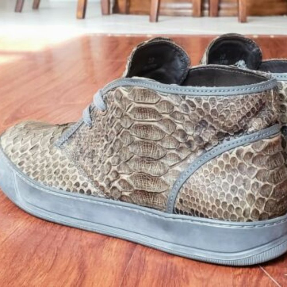 Lanvin Python Mid Top Chukka Desert Boots - Men's Size 10